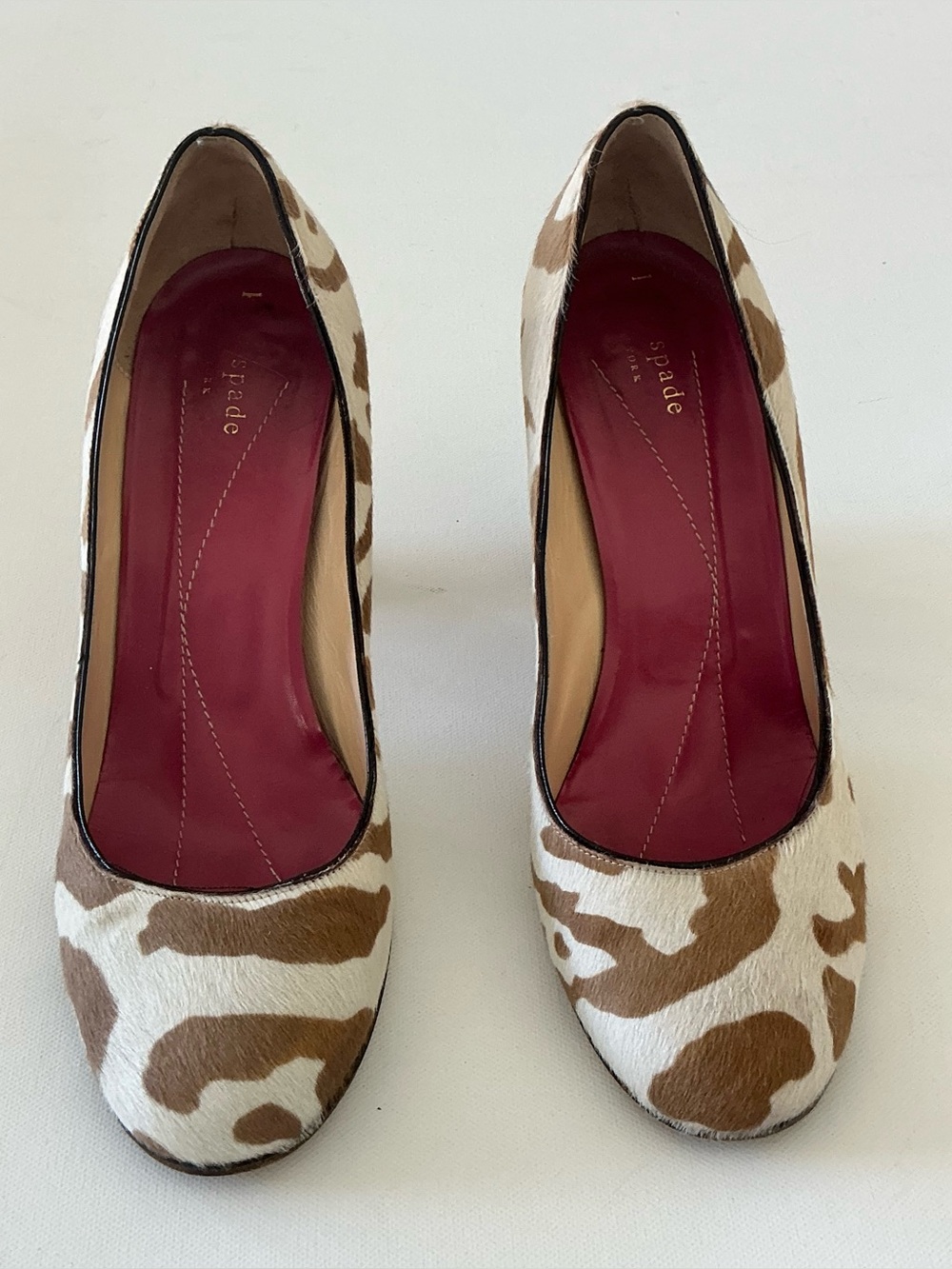 kate spade Brown and White Leopard-Print Block Heel Pumps - Picture 2 of 9